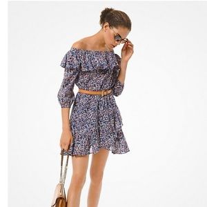 Floral cotton lawn dress with high quality full size leather belt